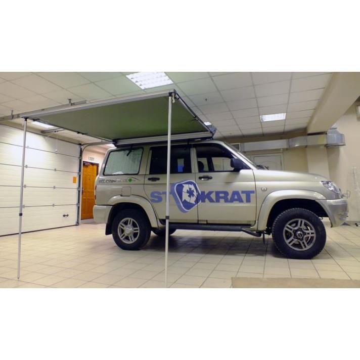 Компактный автомобильный навес (маркиза). Размер 2.5 м Х 2.0 м. Каркас - алюминий, ткань - синтетика.